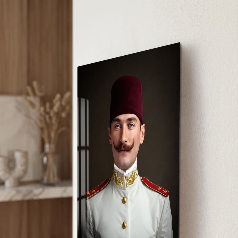 Fesli Genç Atatürk Cam Tablo