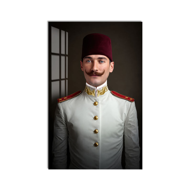 Fesli Genç Atatürk Cam Tablo