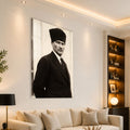 Kalpaklı Sepya Atatürk Cam Tablo