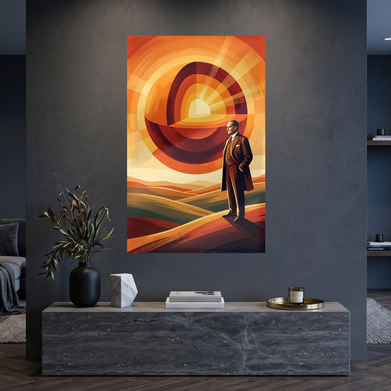 Atatürk Art Deco Güneş Cam Tablo – Cam Tablo