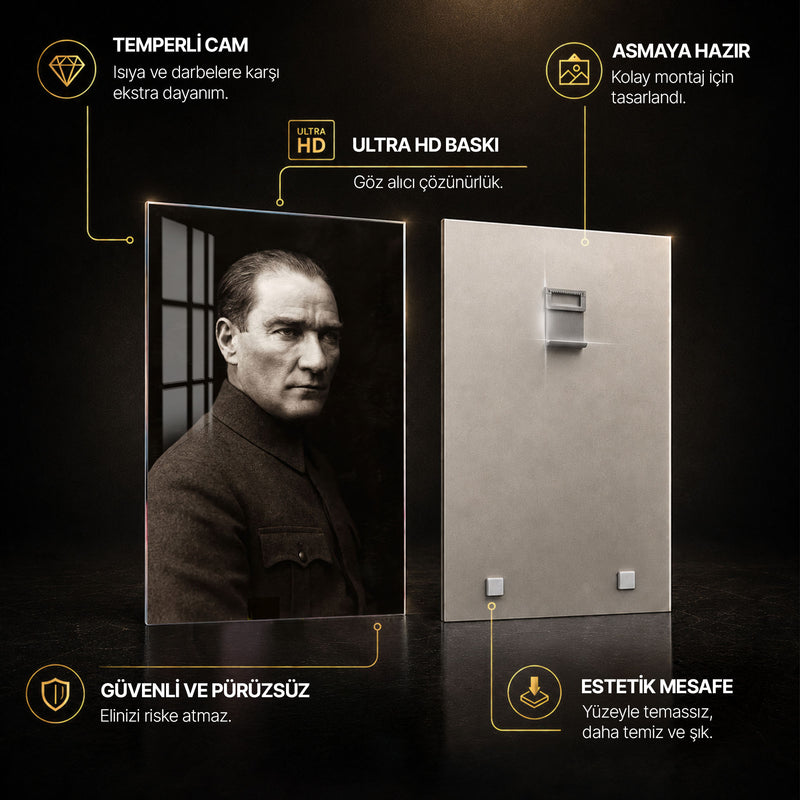 Yandan Bakan Atatürk Cam Tablo