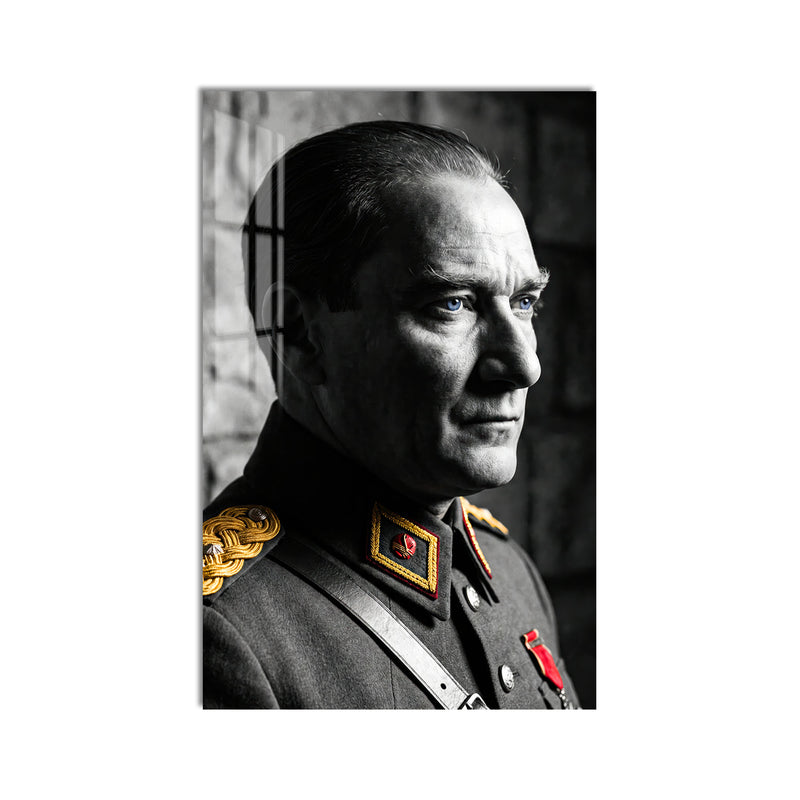 Apoletli Atatürk Cam Tablo