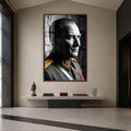 Apoletli Atatürk Cam Tablo – Ceviz Çerçeveli
