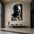 Apoletli Atatürk Cam Tablo – Beyaz Çerçeveli