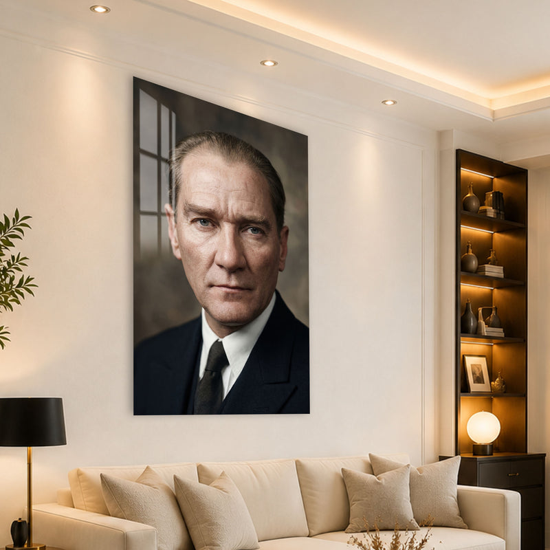 Mavi Gözlü Atatürk Cam Tablo