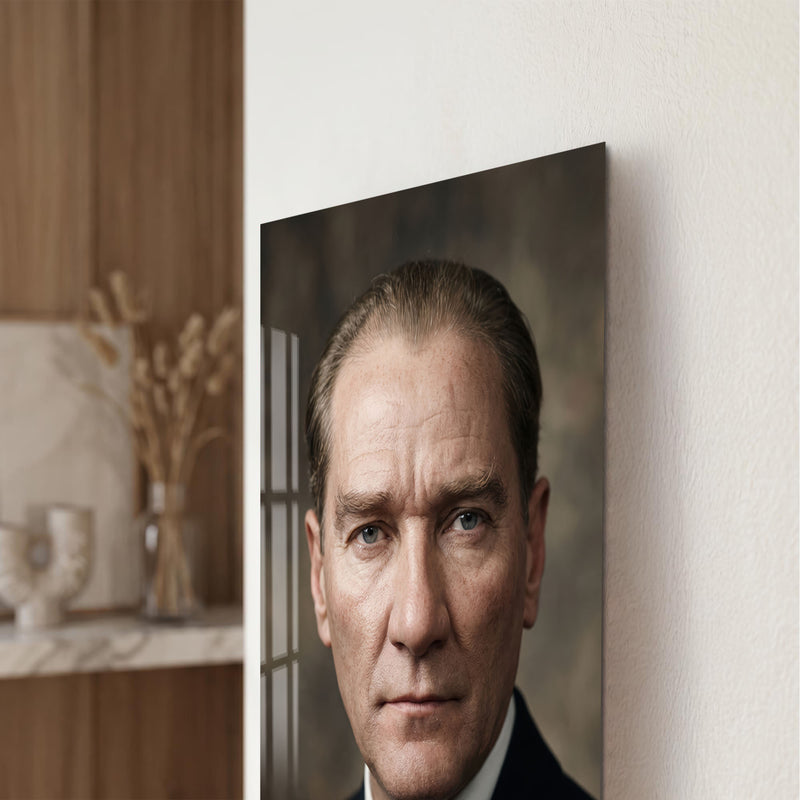 Mavi Gözlü Atatürk Cam Tablo