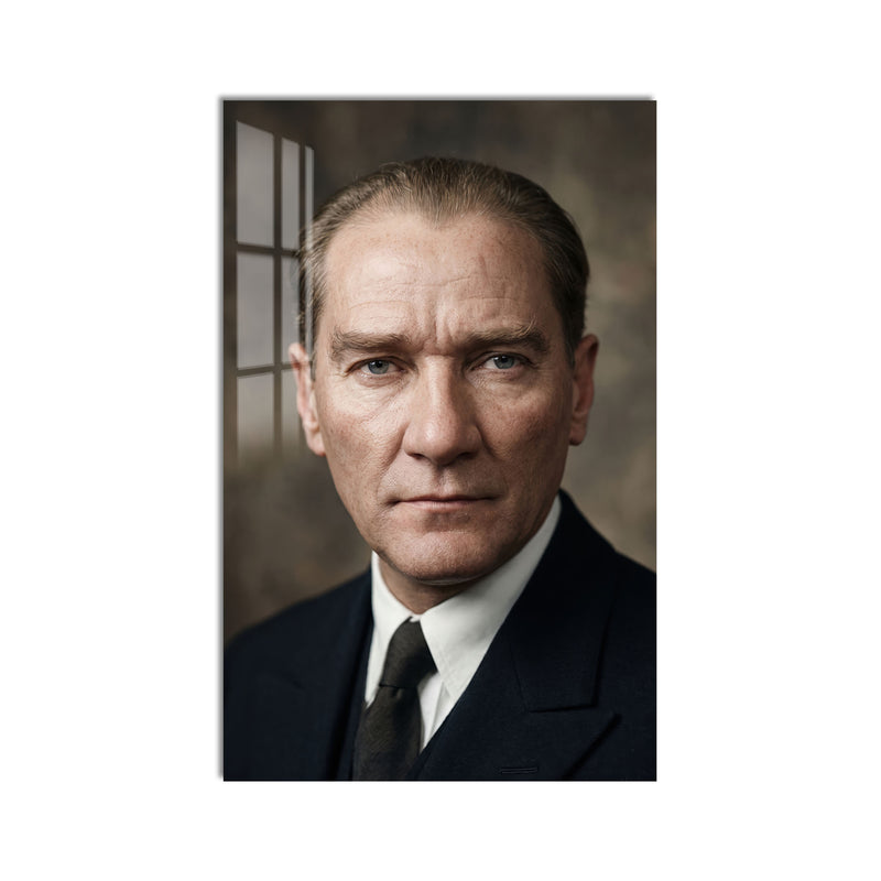 Mavi Gözlü Atatürk Cam Tablo