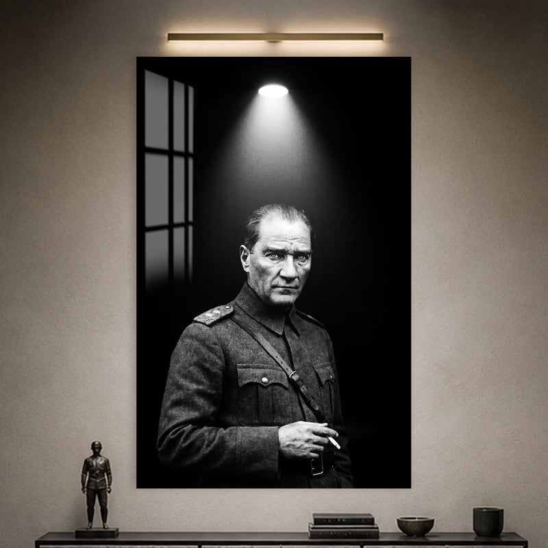 Spot Işığında Atatürk Cam Tablo