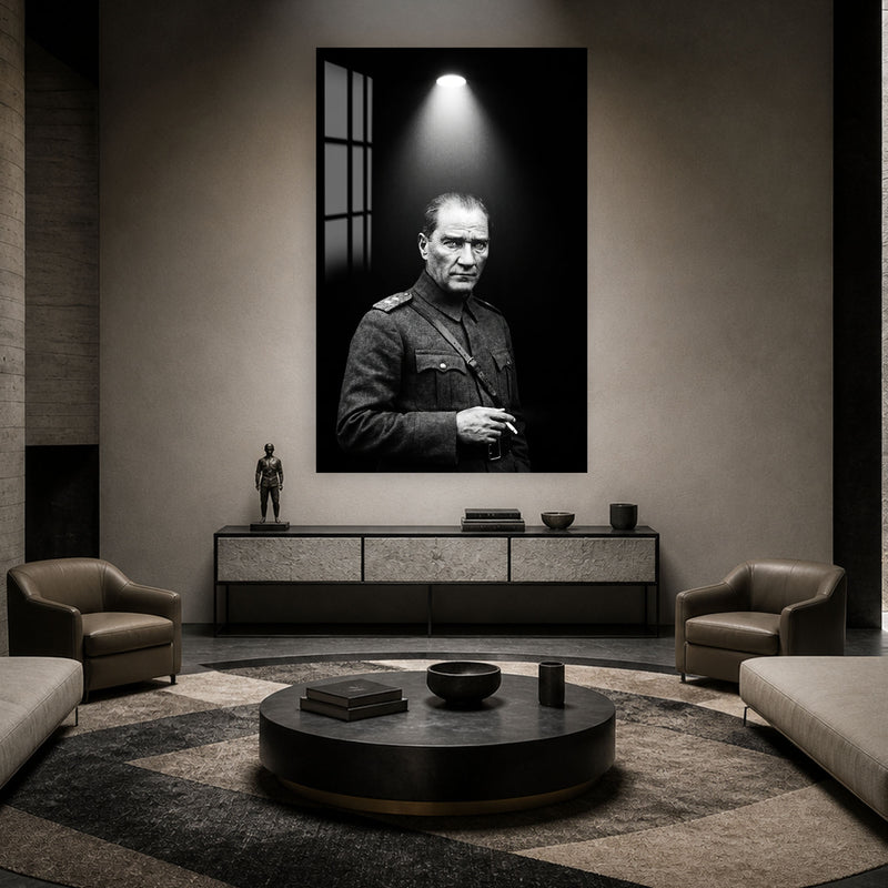 Spot Işığında Atatürk Cam Tablo