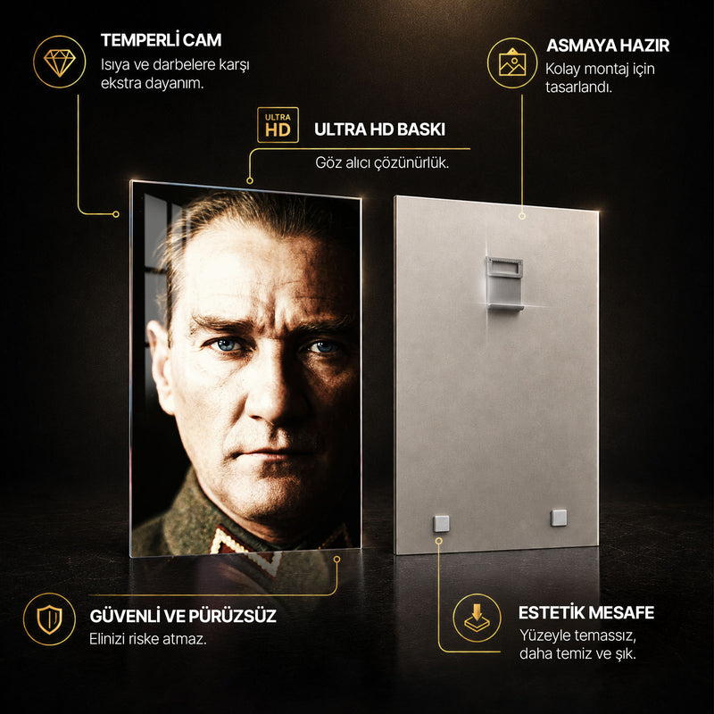 Işık Gölge Atatürk Cam Tablo