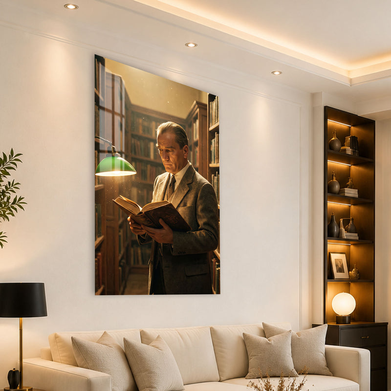 Kütüphanede Atatürk Cam Tablo