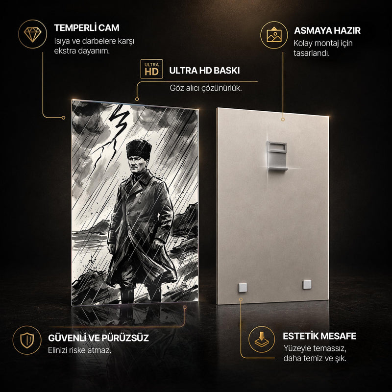 Atatürk Fırtına Siluet Cam Tablo – Cam Tablo