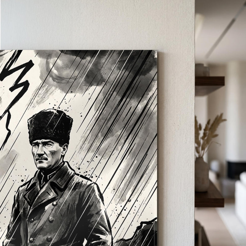 Atatürk Fırtına Siluet Cam Tablo – Cam Tablo