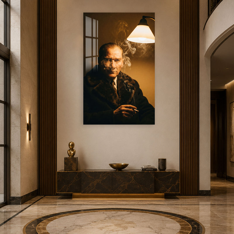 Lamba Işığında Atatürk Cam Tablo