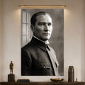 Siyah Beyaz Atatürk Cam Tablo
