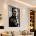 Siyah Beyaz Atatürk Cam Tablo