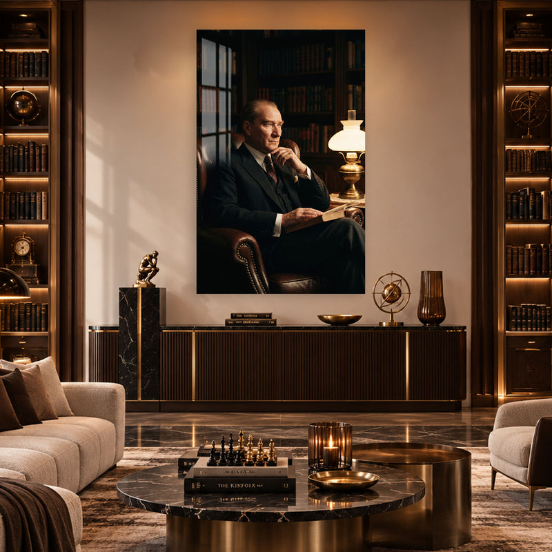 Okuma Odasında Atatürk Cam Tablo