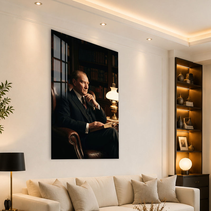 Okuma Odasında Atatürk Cam Tablo