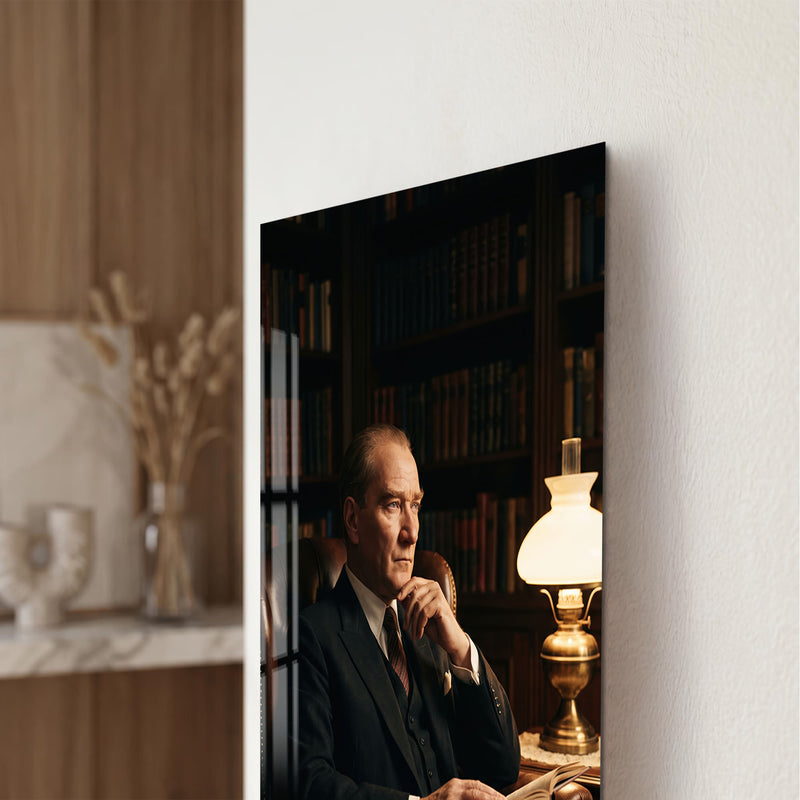 Okuma Odasında Atatürk Cam Tablo