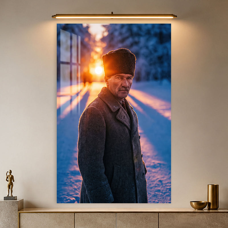Karlı Ormanda Atatürk Cam Tablo