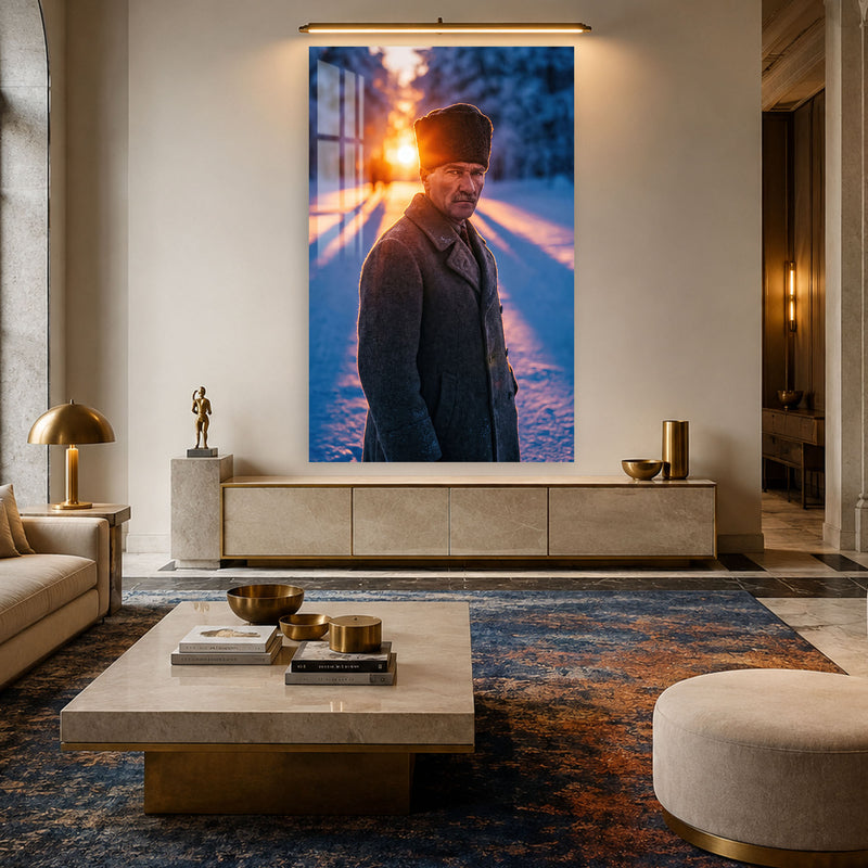 Karlı Ormanda Atatürk Cam Tablo