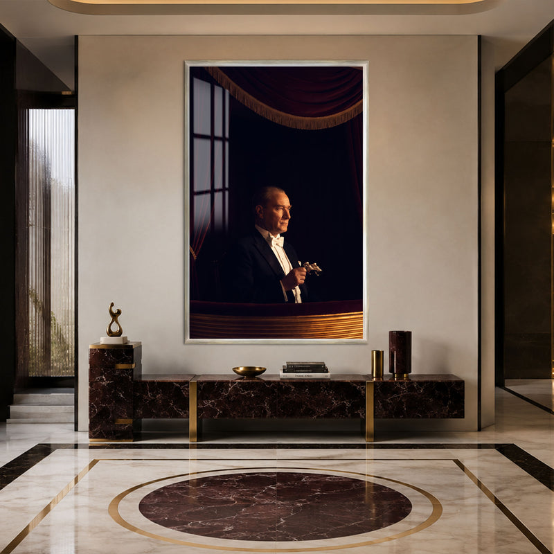 Locada Atatürk Cam Tablo – Gümüş Çerçeveli