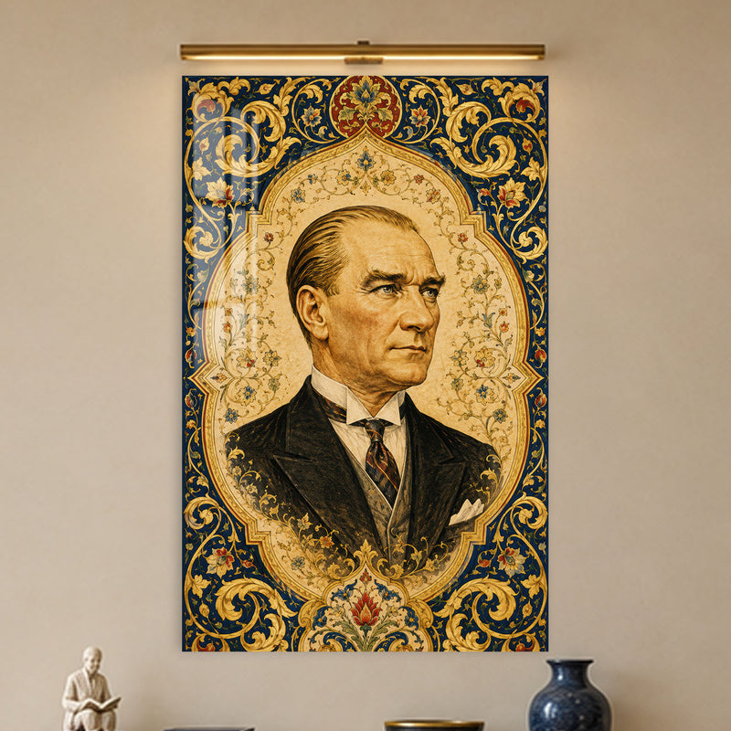 Tezhipli Atatürk Cam Tablo