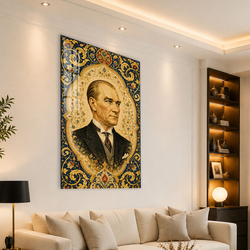 Tezhipli Atatürk Cam Tablo