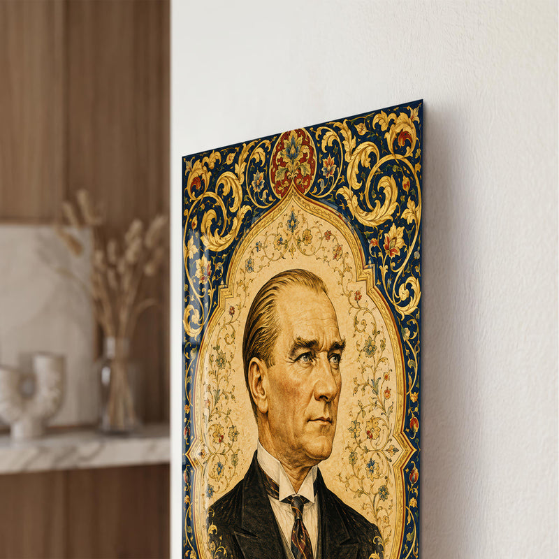 Tezhipli Atatürk Cam Tablo