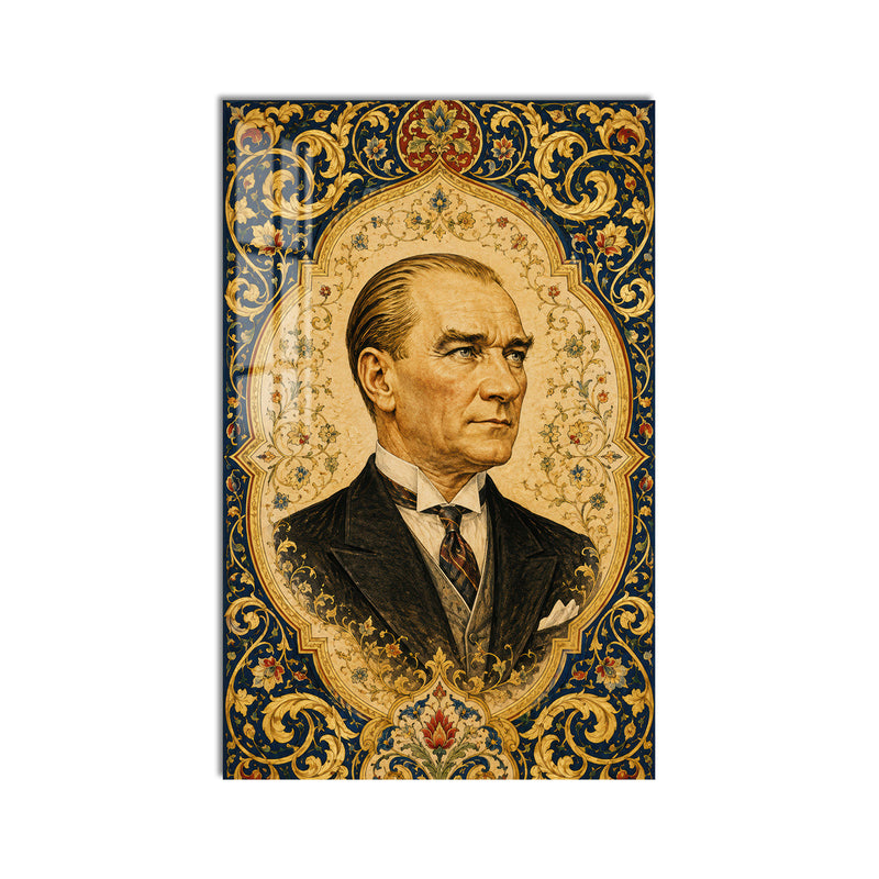 Tezhipli Atatürk Cam Tablo