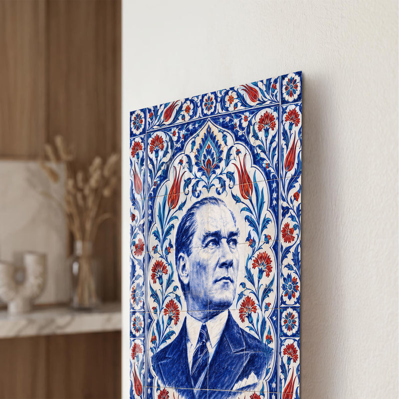 Çini Desenli Atatürk Cam Tablo
