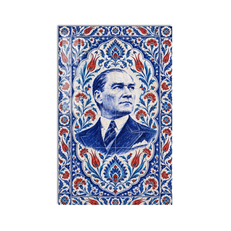 Çini Desenli Atatürk Cam Tablo