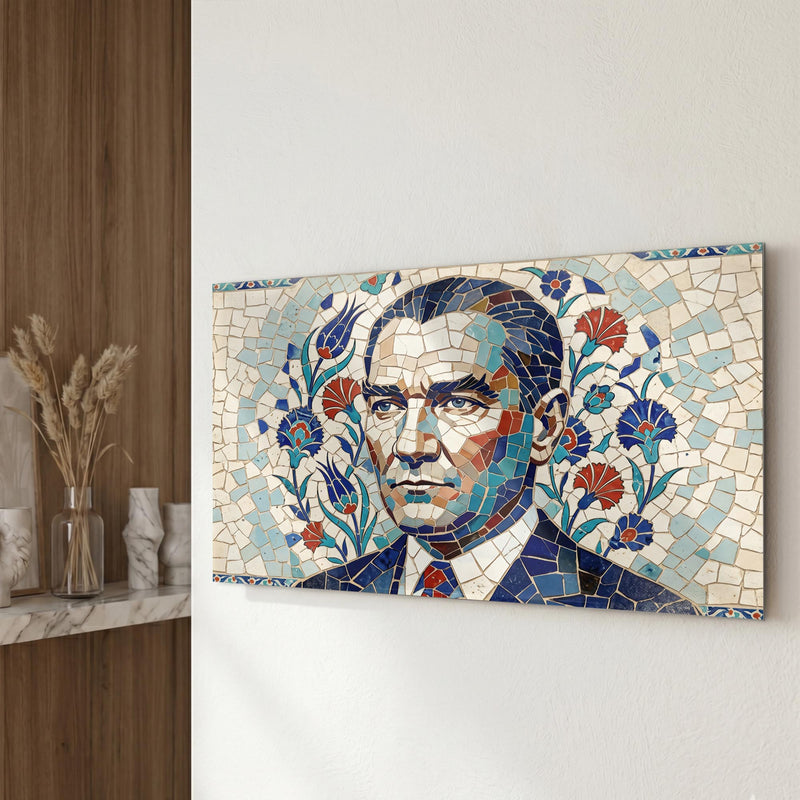 Atatürk Mozaik çini Lale Cam Tablo – Cam Tablo