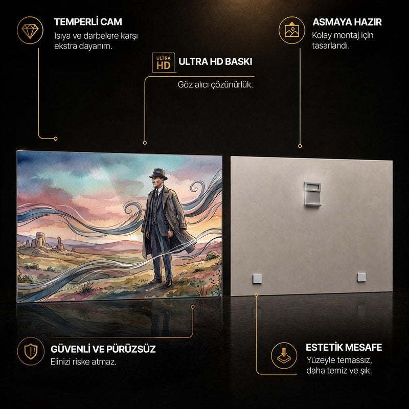 Atatürk Suluboya Bozkır Cam Tablo – Cam Tablo