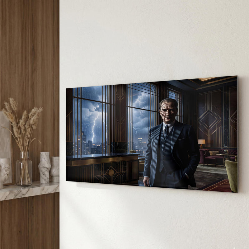 Atatürk Art Deco şimşek Ofis Cam Tablo – Cam Tablo