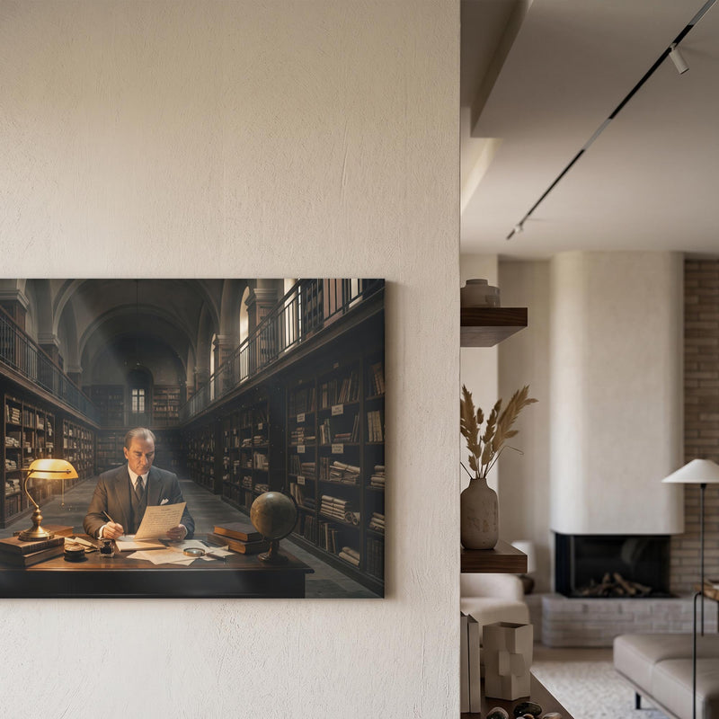 Atatürk Kütüphane Yazı Dünya Cam Tablo – Cam Tablo