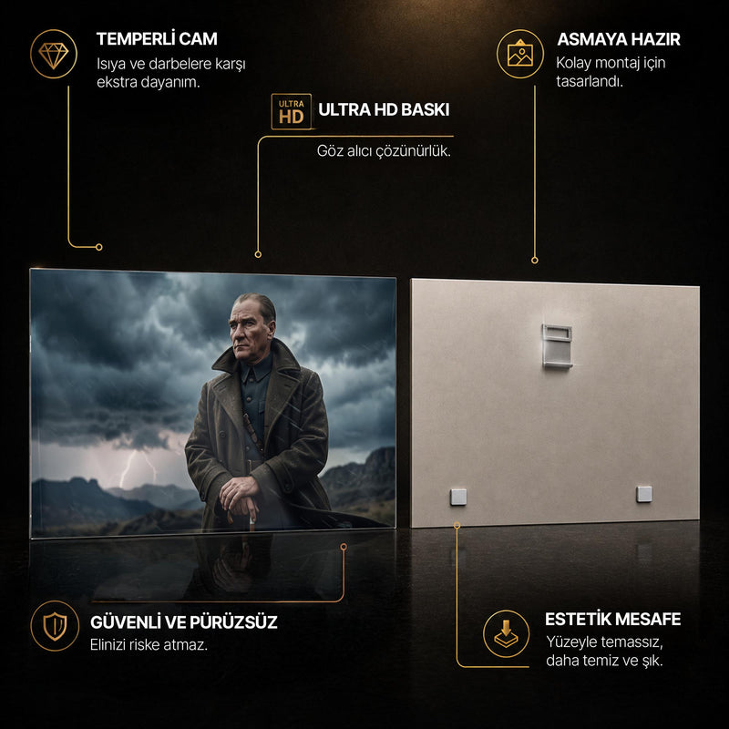Atatürk Fırtına Dağ Palto Cam Tablo – Cam Tablo
