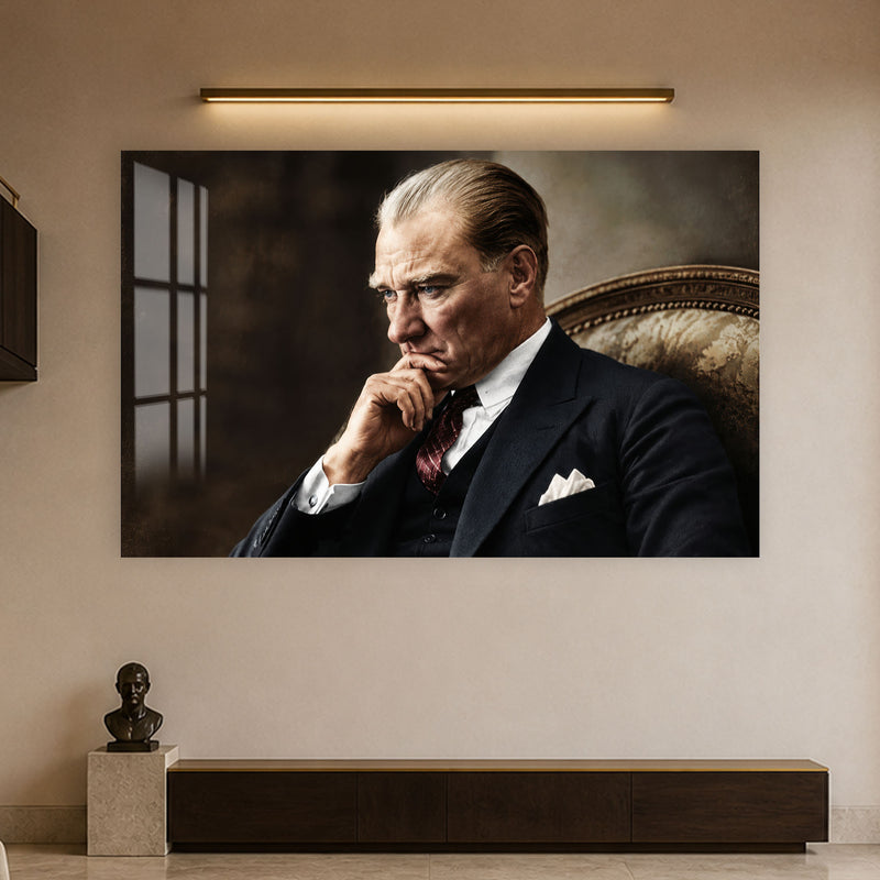 Eli Çenesinde Atatürk Cam Tablo