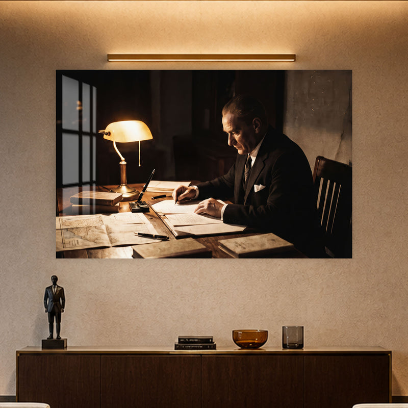 Lambanın Altında Atatürk Cam Tablo