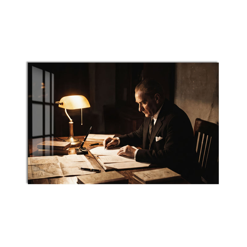 Lambanın Altında Atatürk Cam Tablo