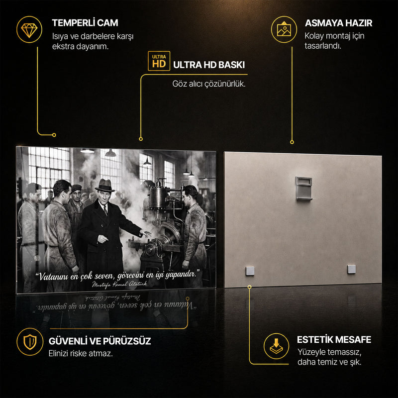 Fabrikada Atatürk Cam Tablo