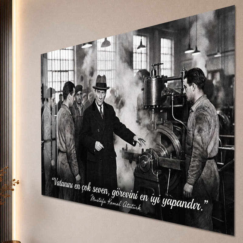 Fabrikada Atatürk Cam Tablo