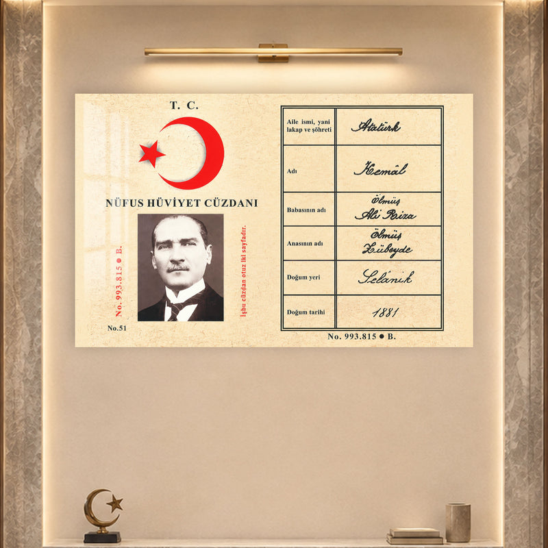 Nüfus Cüzdanı Atatürk Cam Tablo