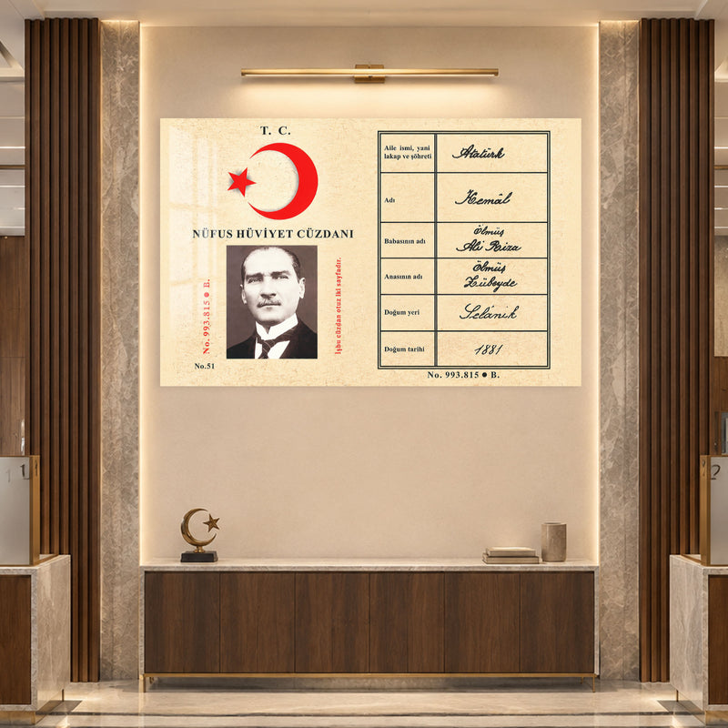Nüfus Cüzdanı Atatürk Cam Tablo