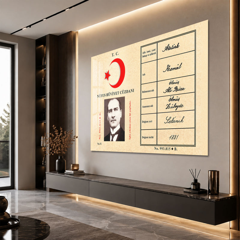 Nüfus Cüzdanı Atatürk Cam Tablo