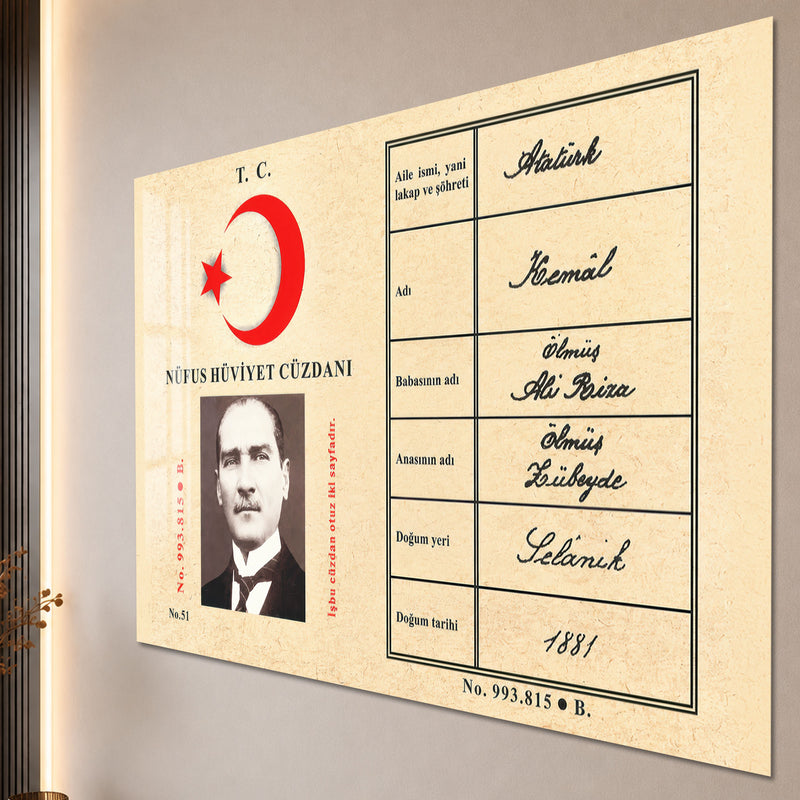 Nüfus Cüzdanı Atatürk Cam Tablo