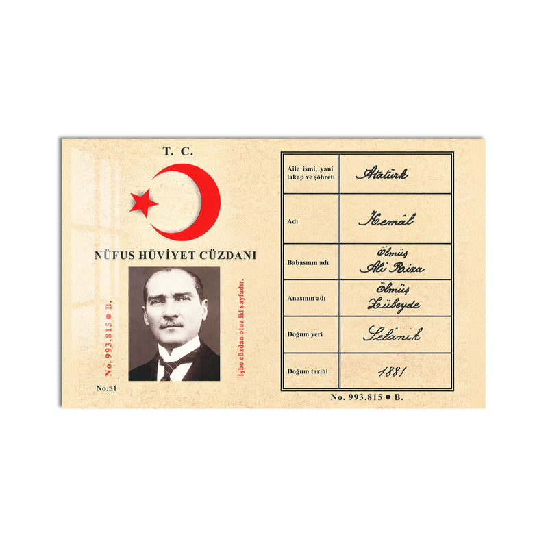 Nüfus Cüzdanı Atatürk Cam Tablo