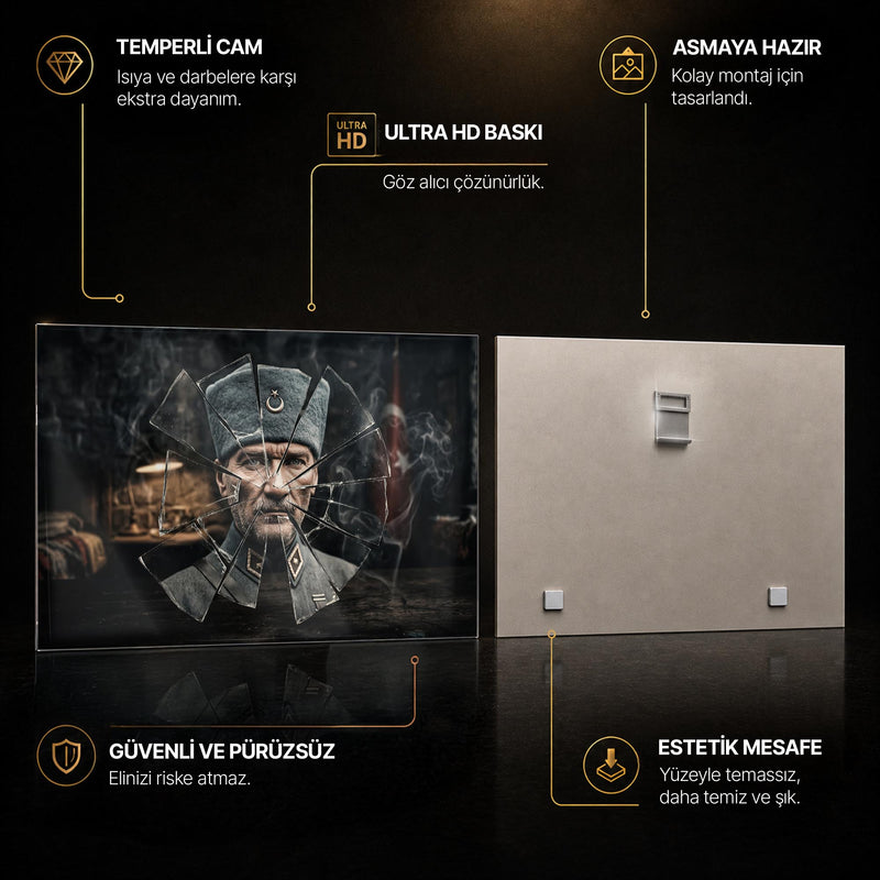 Atatürk Kırık Cam Efekti Portre Cam Tablo – Cam Tablo
