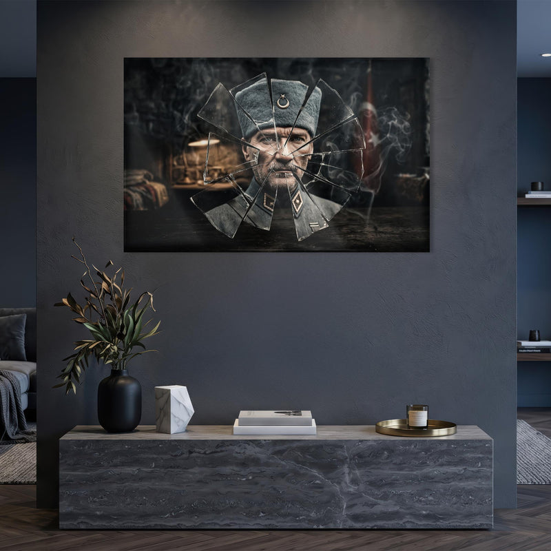 Atatürk Kırık Cam Efekti Portre Cam Tablo – Cam Tablo