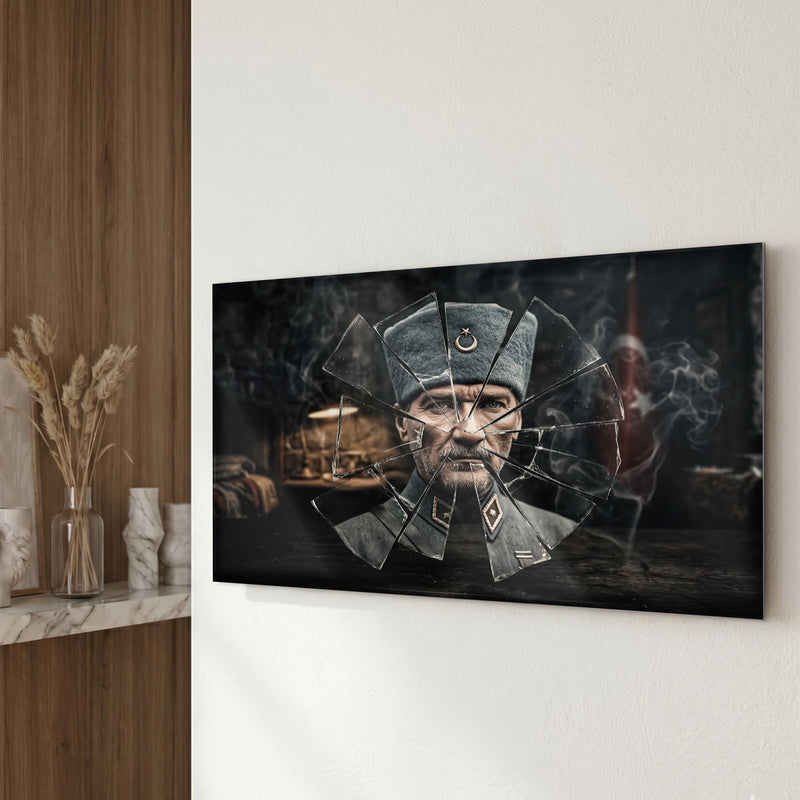 Atatürk Kırık Cam Efekti Portre Cam Tablo – Cam Tablo